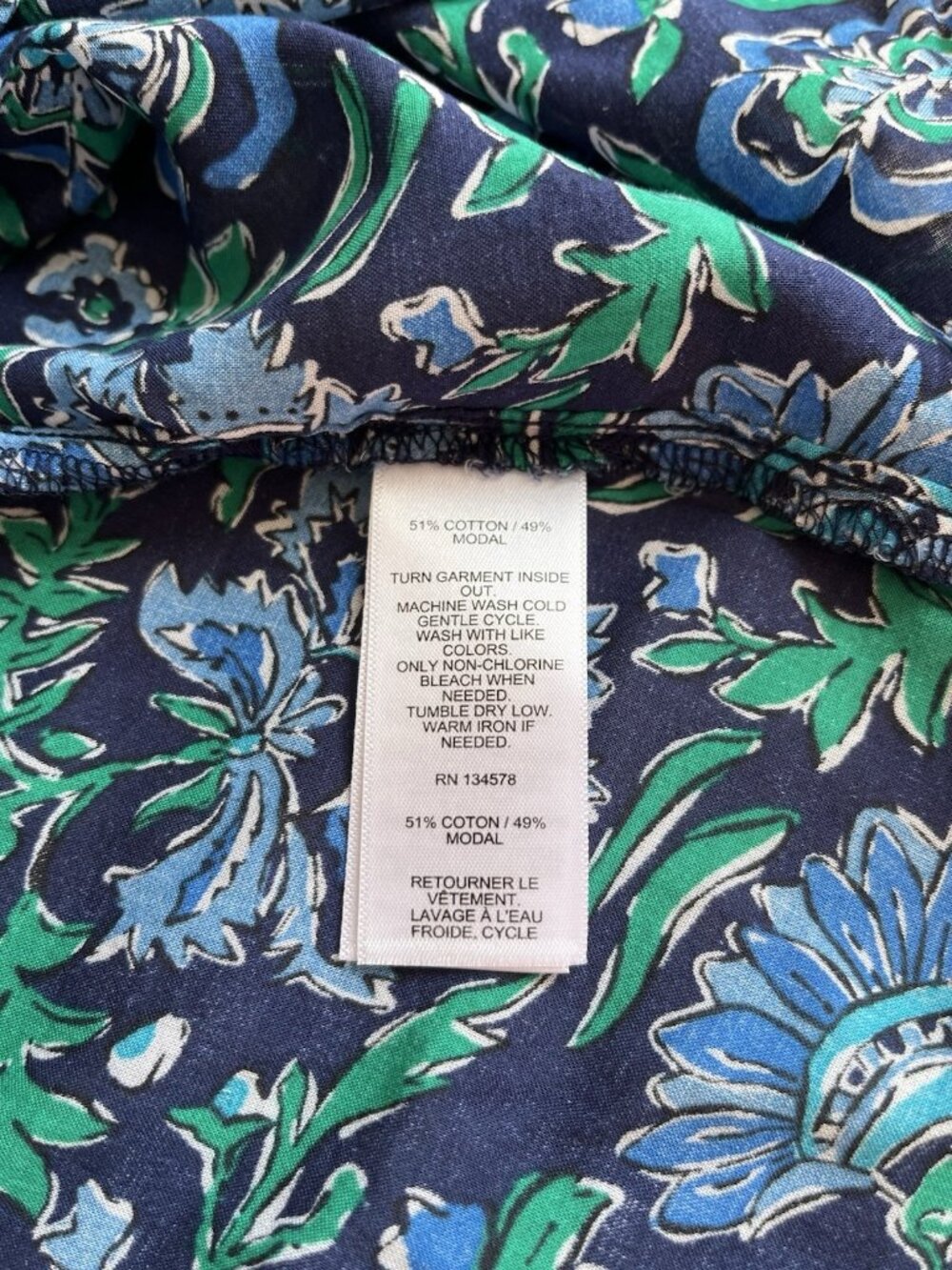 Vineyard Vines Floral Pleated Top Blue Green 3X NWT Boho - Picture 5 of 16